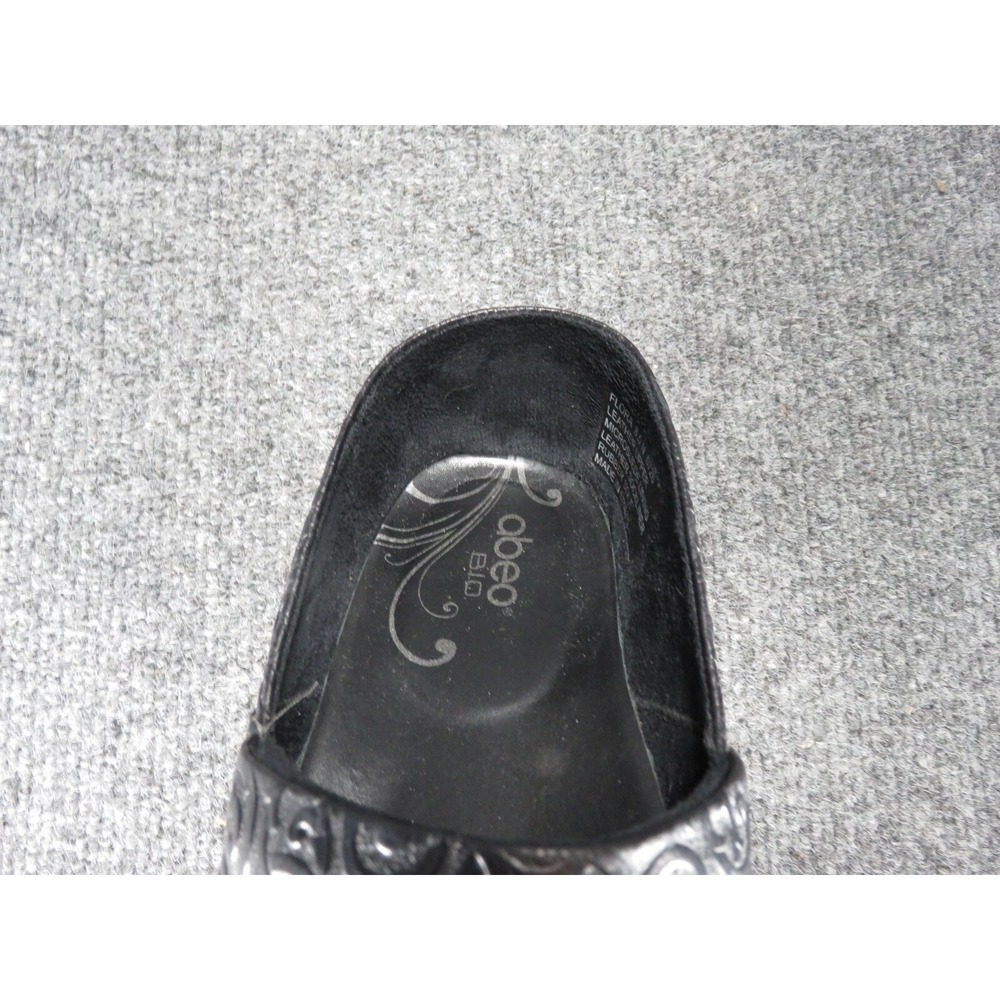 Abeo Flora Clog Black Leather Slip On Women's 8.5N Comfort Professional Textured - Picture 13 of 16